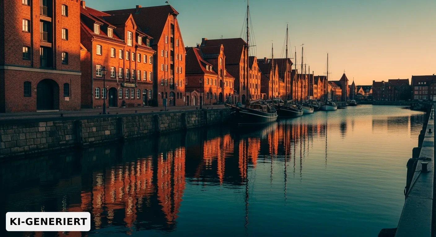 Maritime Abendstimmung am Hafen — Impression zur Lage der Praxis PadS am Wasser